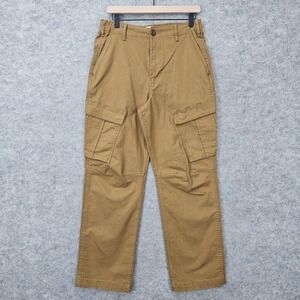 NEW Mutual Weave Cargo Pants‎ Men's Brown Small Relaxed Straight Pull-On Utility